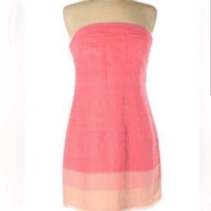 Alice + Olivia Rigby 100% silk pink coral ombre strapless mini dress - MED - EUC